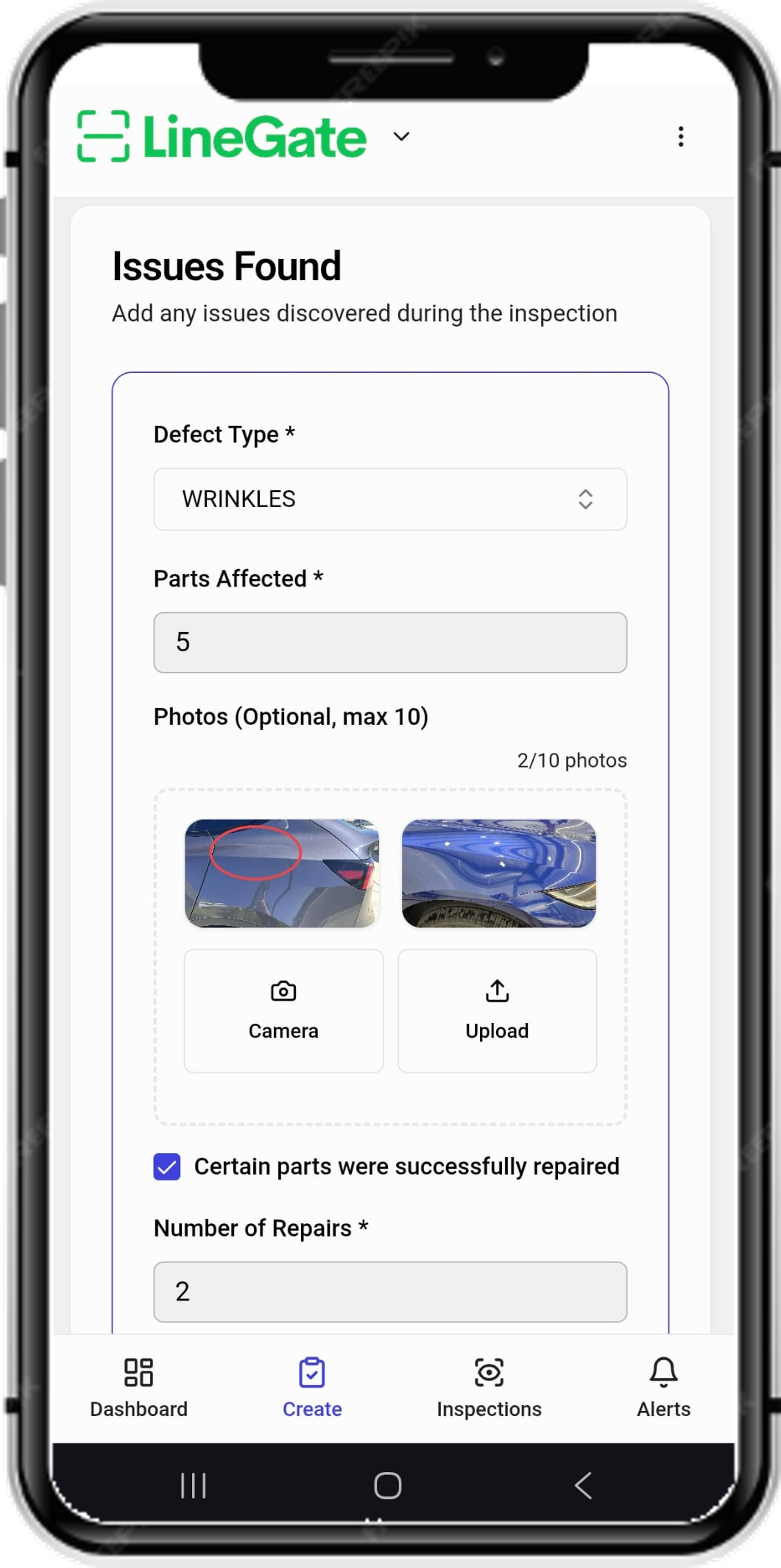 LineGate Mobile - Log defects with photos